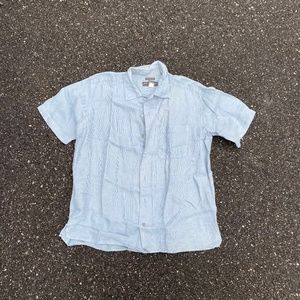 banana republic blue linen short sleeve top